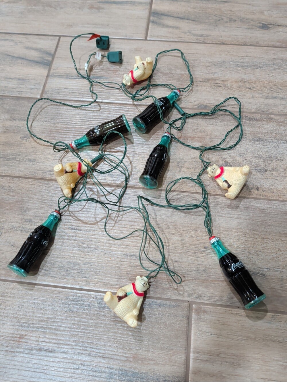 Vintage Coke Christmas Lights 1994 Coca Cola Polar Bear & Bottle Works